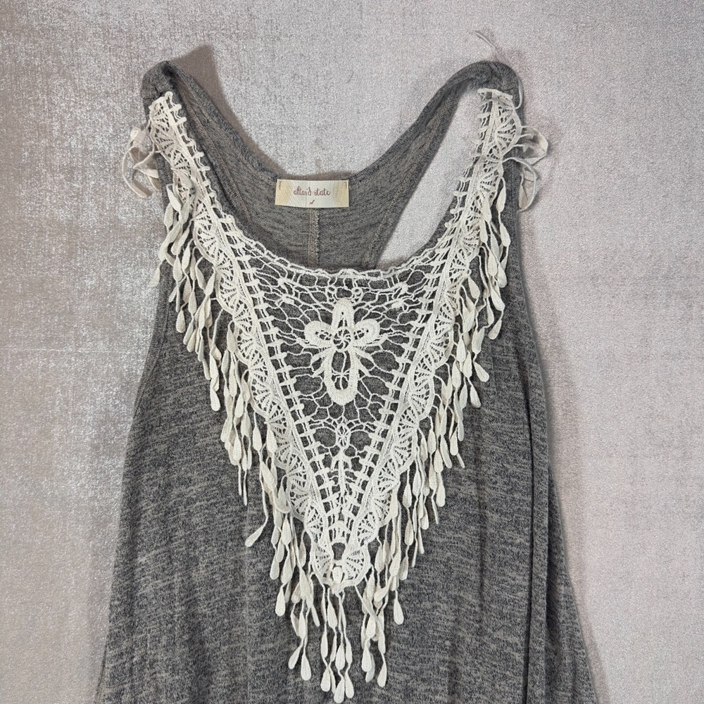Altar'd State Womens Small Lace Fringe Racerback Tank Top Boho Festival